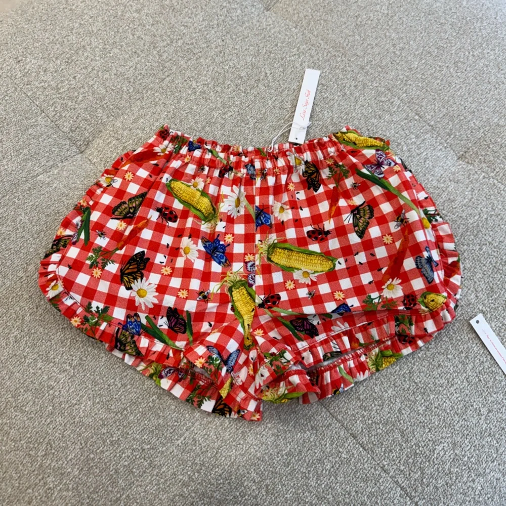 NWT LISA SAYS GAH-GARDEN CRITTERS GINGHAM SHORTS - SIZE XS